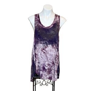 Vocal purple tie dye tank top with rhinestones size S